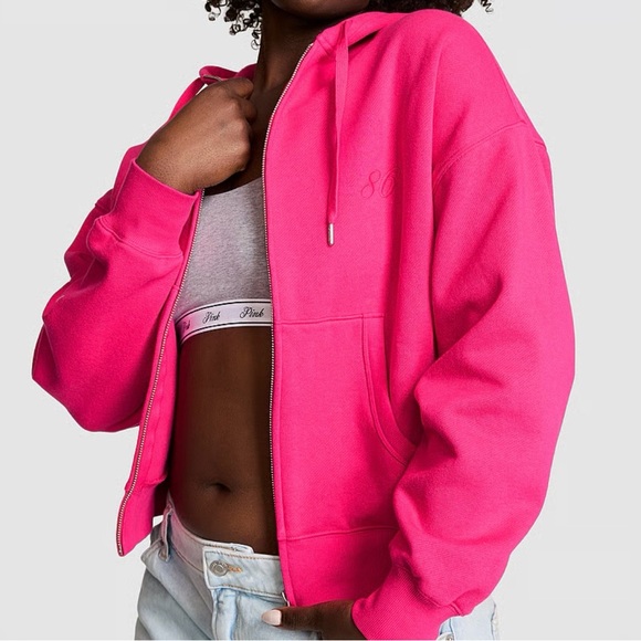 PINK Victoria's Secret Jackets & Blazers - Victoria’s Secret PINK Hoodie Full Zip Fleece Jacket Medium